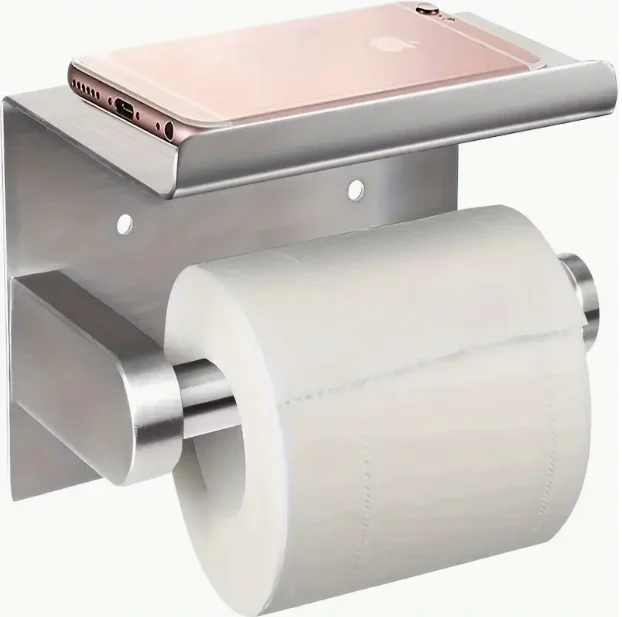 1pc Stainless Steel Self Adhesive Toilet Paper Holder Wall Mount with Shelf, Prevent Finger Cuts Bathroom Tissue Anti Fall Rack
1pc Stainless Steel Self Adhesive Toilet Paper Holder Wall Mount with Shelf, Prevent Finger Cuts Bathroom Tissue Anti Fall Rack
