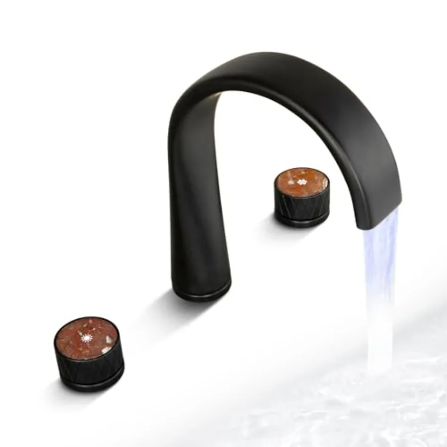 Roman tub faucet set for garden bathtub, matte black finish, jade handles, high-arc waterfall spout with 360 swivel and integra
Roman tub faucet set for garden bathtub, matte black finish, jade handles, high-arc waterfall spout with 360 swivel and integra