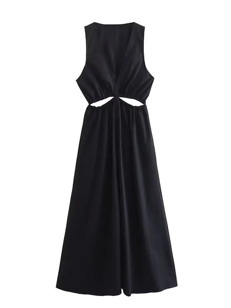 Women New Fashion Hollowed out design Pleated Slim Midi Dress Vintage V Neck sleeveless Female Dresses robe Mujer 3360/204
Women New Fashion Hollowed out design Pleated Slim Midi Dress Vintage V Neck sleeveless Female Dresses robe Mujer 3360/204