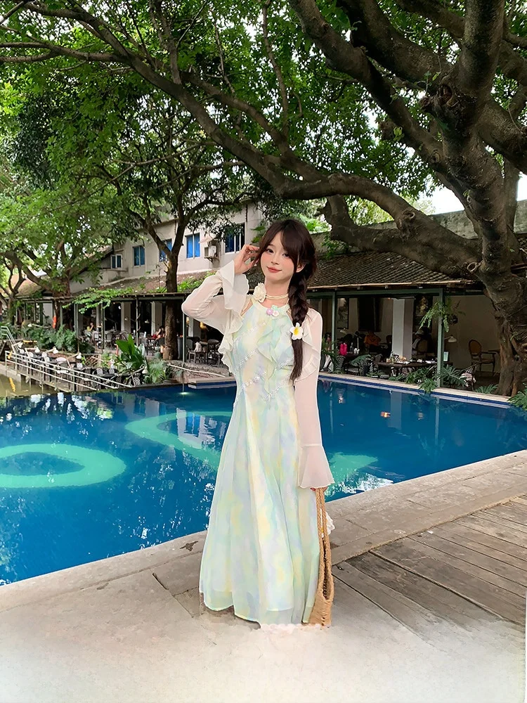Sweet Style Gradient Dyeing Sleeveless Neck Hanging Long Dress Women Summer Beautiful Waist in Dress Casual Wear Polyester Fa...
Sweet Style Gradient Dyeing Sleeveless Neck Hanging Long Dress Women Summer Beautiful Waist in Dress Casual Wear Polyester Fa...