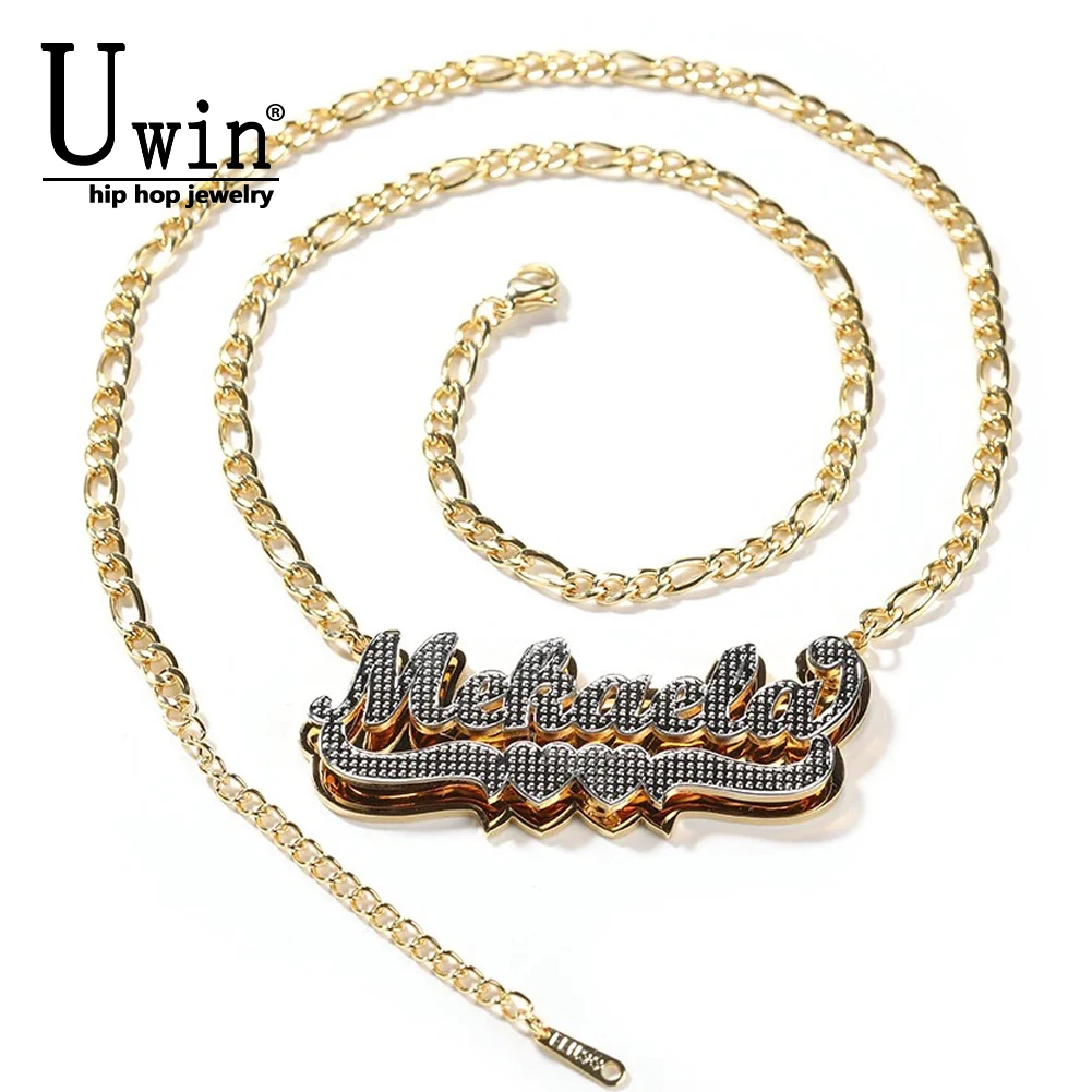 Uwin Custom 3D Nameplate With Two Hearts Personalized Double Layers Letters Pendant Chain Necklace For Women Gifts
Uwin Custom 3D Nameplate With Two Hearts Personalized Double Layers Letters Pendant Chain Necklace For Women Gifts