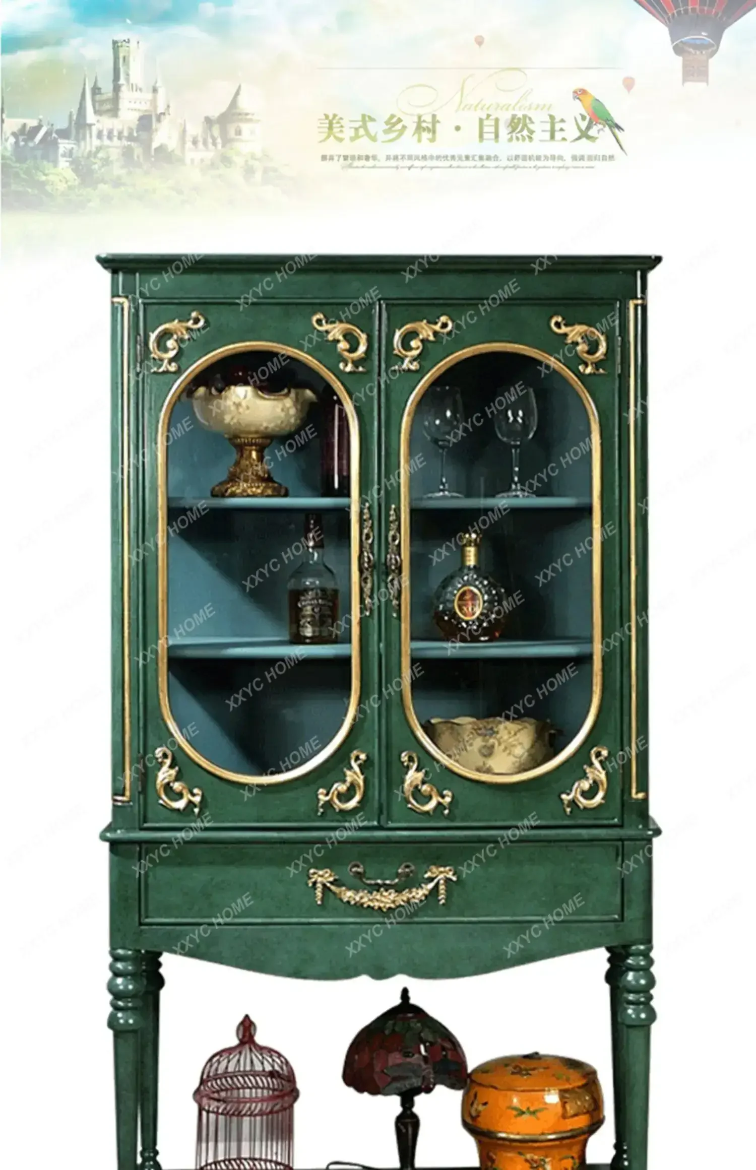 Solid Wood Sideboard Wine Cabinet Green Living Room High Cabinet Kitchen Storage Cabinet
Solid Wood Sideboard Wine Cabinet Green Living Room High Cabinet Kitchen Storage Cabinet