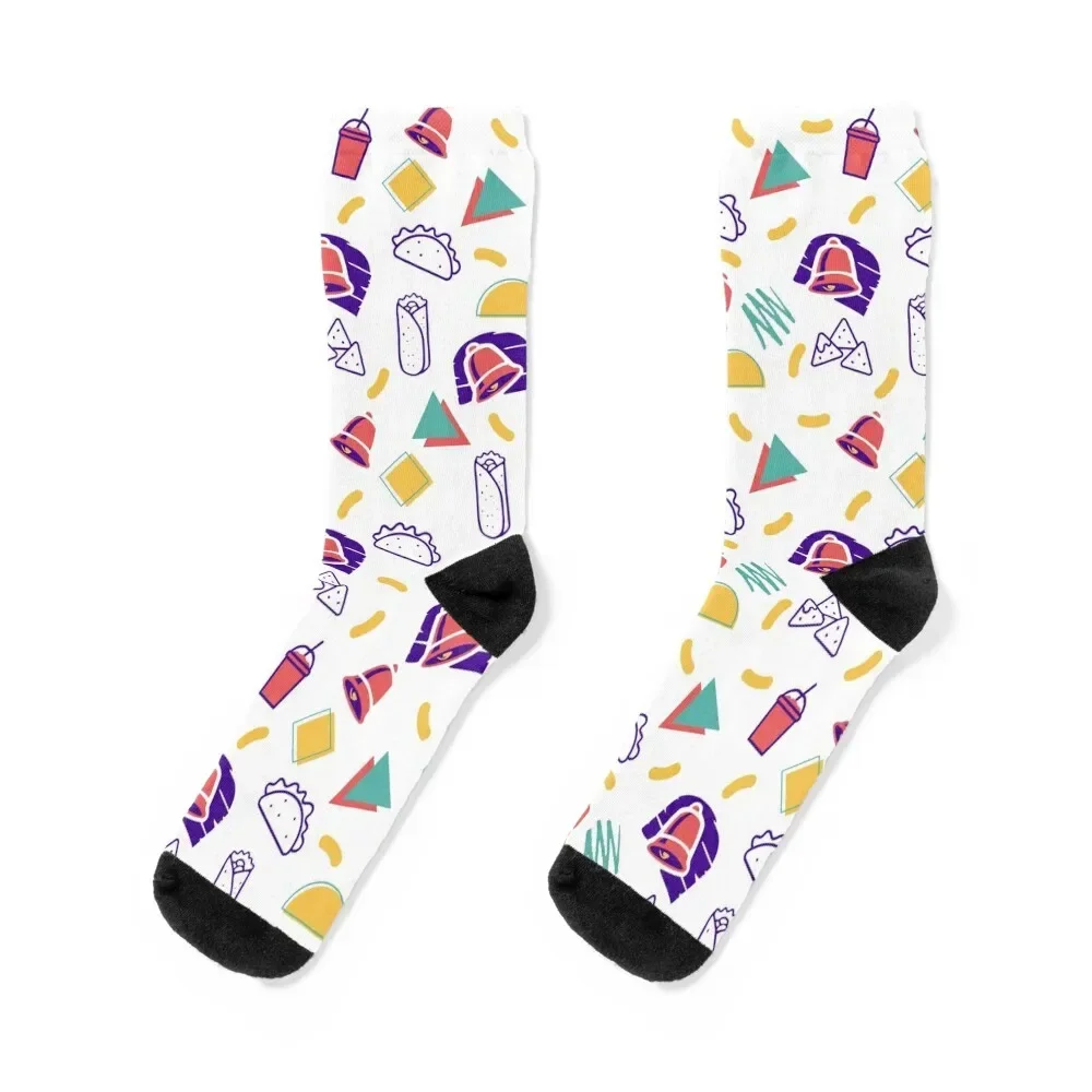 Retro Taco! Pattern inspired by 90s Taco Bell Socks hiking Crossfit short designer Socks Male Women's 
Retro Taco! Pattern inspired by 90s Taco Bell Socks hiking Crossfit short designer Socks Male Women's