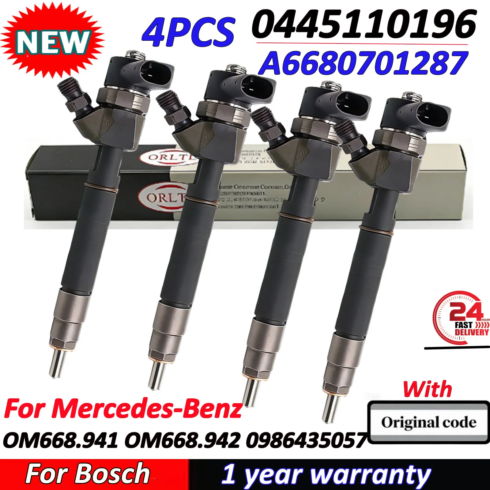 4PCS New 0445110196 0445110195 Diesel Fuel Injector A6680701287 0986435057 For Mercedes-Benz OM668.940 OM668.941 OM668.9S
4PCS New 0445110196 0445110195 Diesel Fuel Injector A6680701287 0986435057 For Mercedes-Benz OM668.940 OM668.941 OM668.9S
