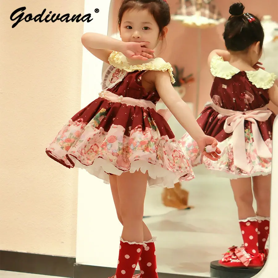 Original Baby Girls Luxury Lolita Princess Sundress Kids 2026 New Summer Sleeveless Floral Print Bow Pearls Ruffle Neck Dresses
Original Baby Girls Luxury Lolita Princess Sundress Kids 2026 New Summer Sleeveless Floral Print Bow Pearls Ruffle Neck Dresses