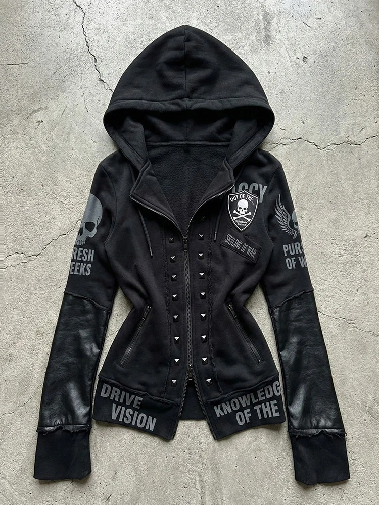 Boyo Girl Original Black Gothic Style Skeleton Print Sweatshirt Jacket Women Early Spring Slimming Retro Top Cotton Long Slee...
Boyo Girl Original Black Gothic Style Skeleton Print Sweatshirt Jacket Women Early Spring Slimming Retro Top Cotton Long Slee...