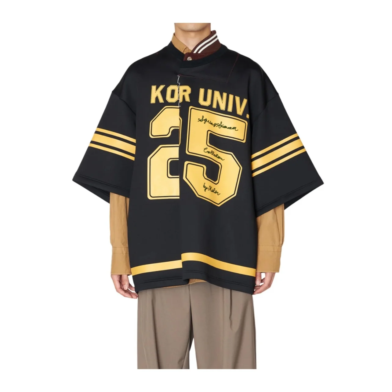 Japanese-style casual baseball jacket with patchwork letter prints, loose short-sleeved POLO shirt
Japanese-style casual baseball jacket with patchwork letter prints, loose short-sleeved POLO shirt