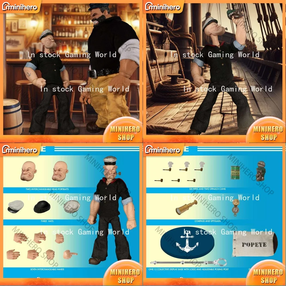 In Stock MEZCO Popeye 12 Inch Action Figure Toy Movable Collectible Robot Model with Cloth Outfit Sailor Popeye Figure for fans
In Stock MEZCO Popeye 12 Inch Action Figure Toy Movable Collectible Robot Model with Cloth Outfit Sailor Popeye Figure for fans