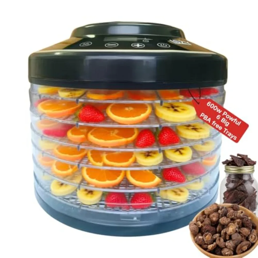 Food Dehydrator for Jerky Herbs Meat Fruit Dog Treats 6-Tray 600W 158F 24H Timer Black Plastic Housing
Food Dehydrator for Jerky Herbs Meat Fruit Dog Treats 6-Tray 600W 158F 24H Timer Black Plastic Housing