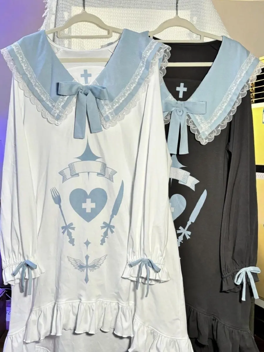 Long Sleeve Sleep Dress Naval Collar Angel Print Large Scale Production Style Second Hand Vintage Home Fashion for Young Women
Long Sleeve Sleep Dress Naval Collar Angel Print Large Scale Production Style Second Hand Vintage Home Fashion for Young Women