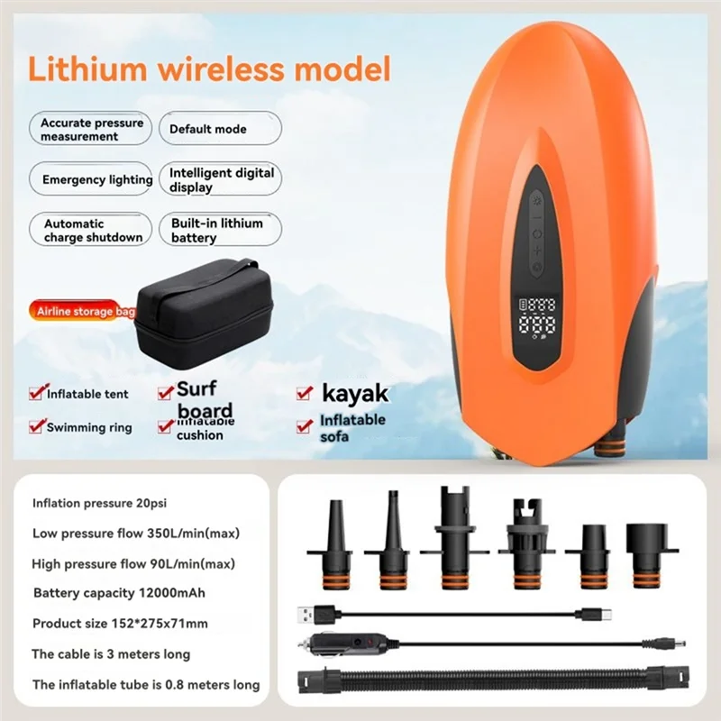 B48B-20PSI Paddle Board Inflatable Pump With Auto Shut Off Electric Air Pump Surfboard Board Pump For SUP Paddle Board Kayak
B48B-20PSI Paddle Board Inflatable Pump With Auto Shut Off Electric Air Pump Surfboard Board Pump For SUP Paddle Board Kayak