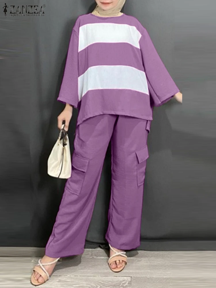 2024 ZANZEA Women Fashion Matching Sets Casual Long Sleeve Striped Blouse & Trousers Suit Muslim Hijab Tracksuits 2pcs Outfits
2024 ZANZEA Women Fashion Matching Sets Casual Long Sleeve Striped Blouse & Trousers Suit Muslim Hijab Tracksuits 2pcs Outfits