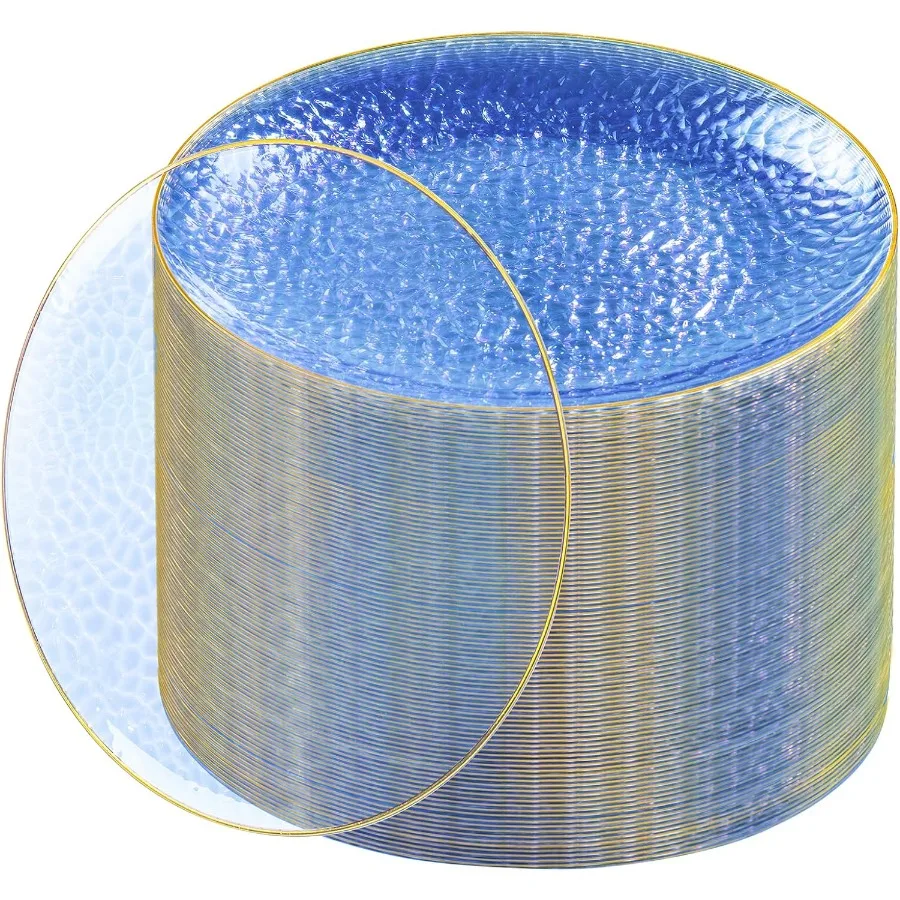 100 Pcs Blue And Gold Plastic Plates 10 inch Clear Blue Gold Dinner Plates Hammer Pattern Design Fancy Disposable Plates HeavyD
100 Pcs Blue And Gold Plastic Plates 10 inch Clear Blue Gold Dinner Plates Hammer Pattern Design Fancy Disposable Plates HeavyD