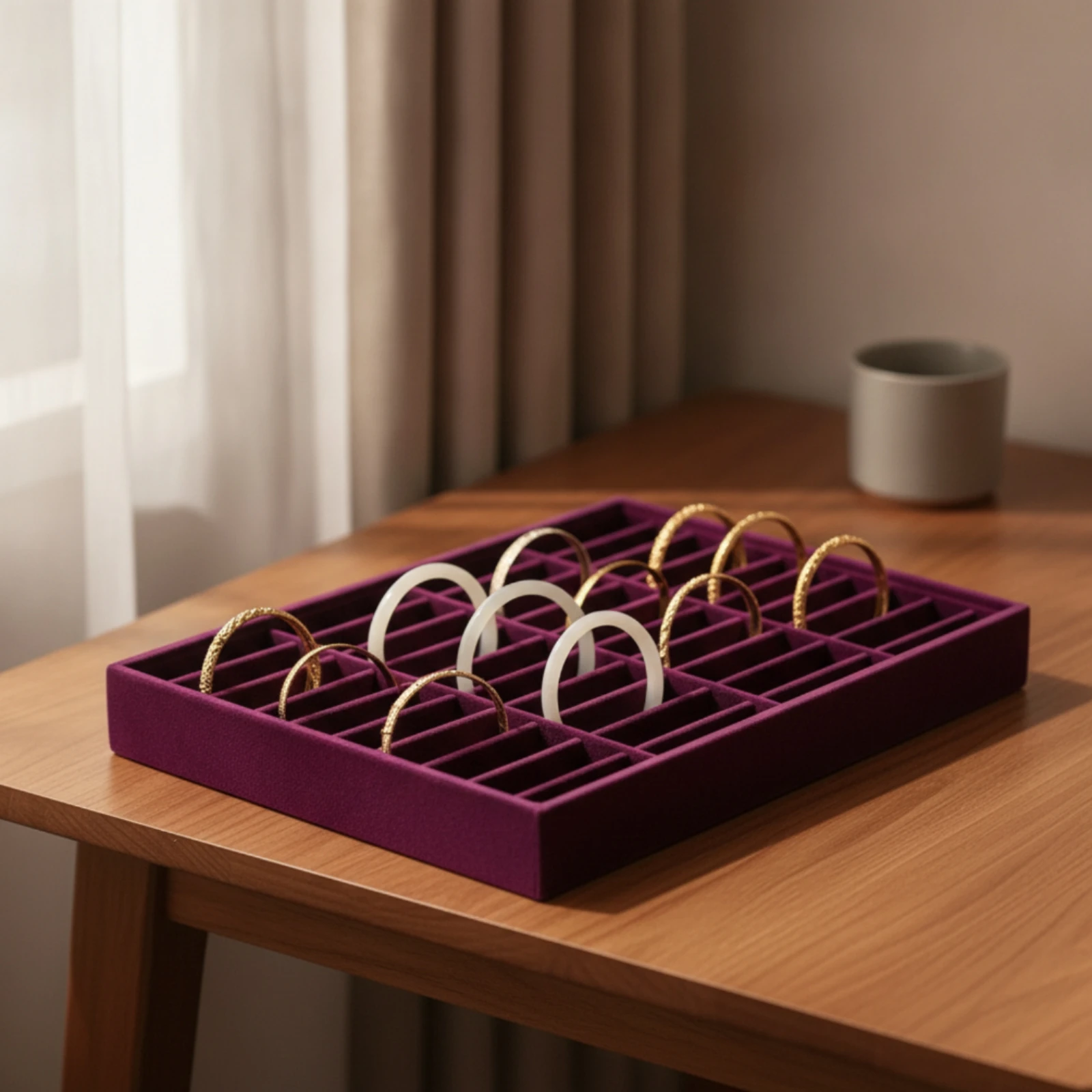 Bracelet Holder with Slots Compartmented Bracelet Storage Tray Bangle Display Tray Slim Organizer Velvet for Countertop
Bracelet Holder with Slots Compartmented Bracelet Storage Tray Bangle Display Tray Slim Organizer Velvet for Countertop
