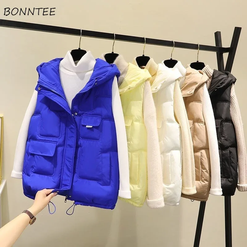 Hooded Down Vests Women New Autumn Winter Ulzzang Chic Fashion Sleeveless Solid Zipper Pockets Causal Loose Design Female Mujer
Hooded Down Vests Women New Autumn Winter Ulzzang Chic Fashion Sleeveless Solid Zipper Pockets Causal Loose Design Female Mujer