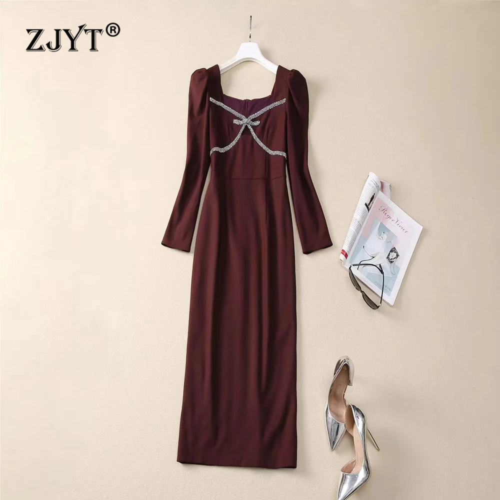 ZJYT Autumn Winter Luxury Diamonds Evening Party Dresses Women 2024 Designer Elegant Long Sleeve Midi Dress Black Female Robe
ZJYT Autumn Winter Luxury Diamonds Evening Party Dresses Women 2024 Designer Elegant Long Sleeve Midi Dress Black Female Robe