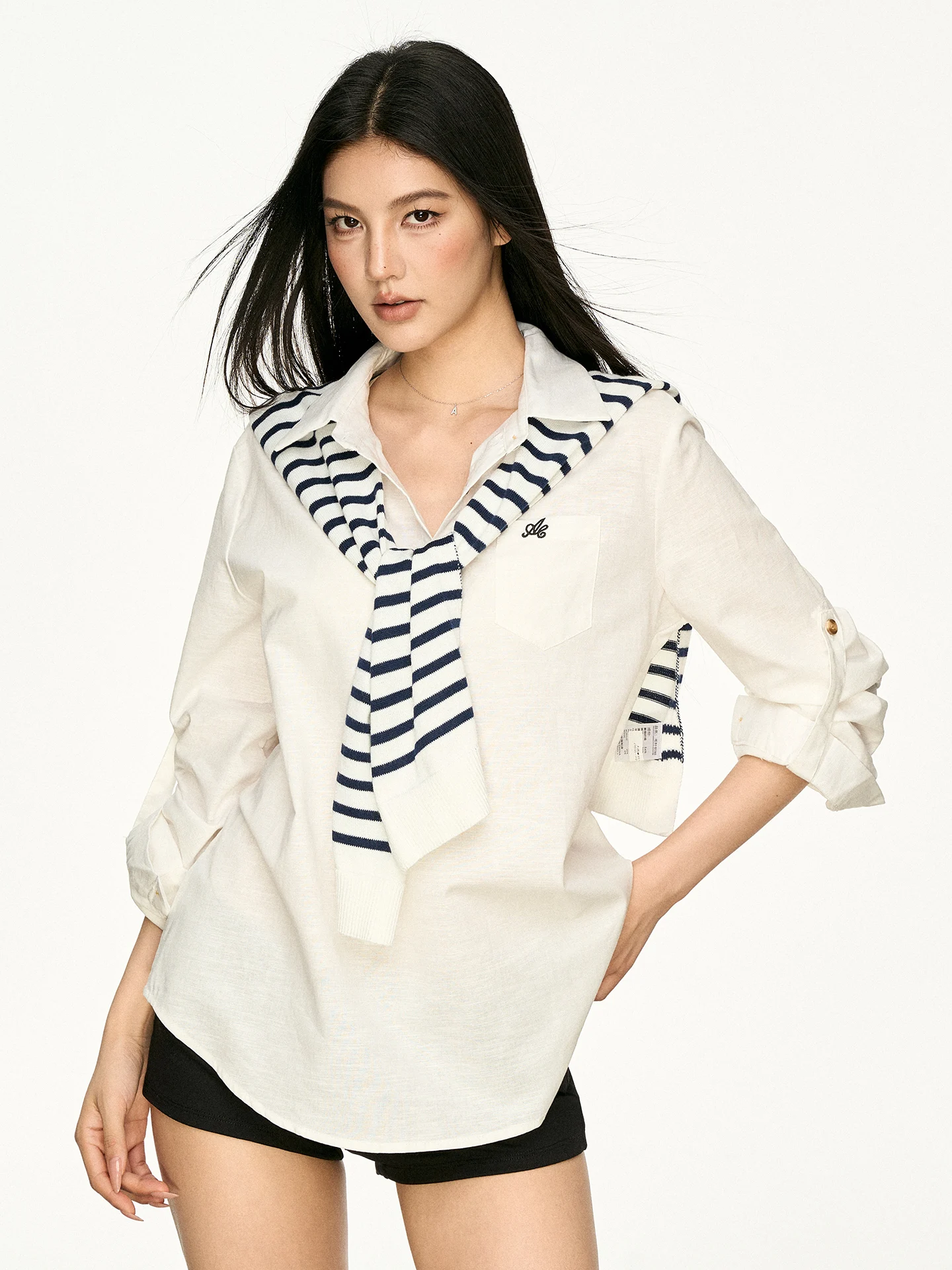 Aaisup Women's Striped Shawl Collar Long Sleeve Linen Shirt Adjustable Sleeve American Style Versatile Spring Summer Top
Aaisup Women's Striped Shawl Collar Long Sleeve Linen Shirt Adjustable Sleeve American Style Versatile Spring Summer Top