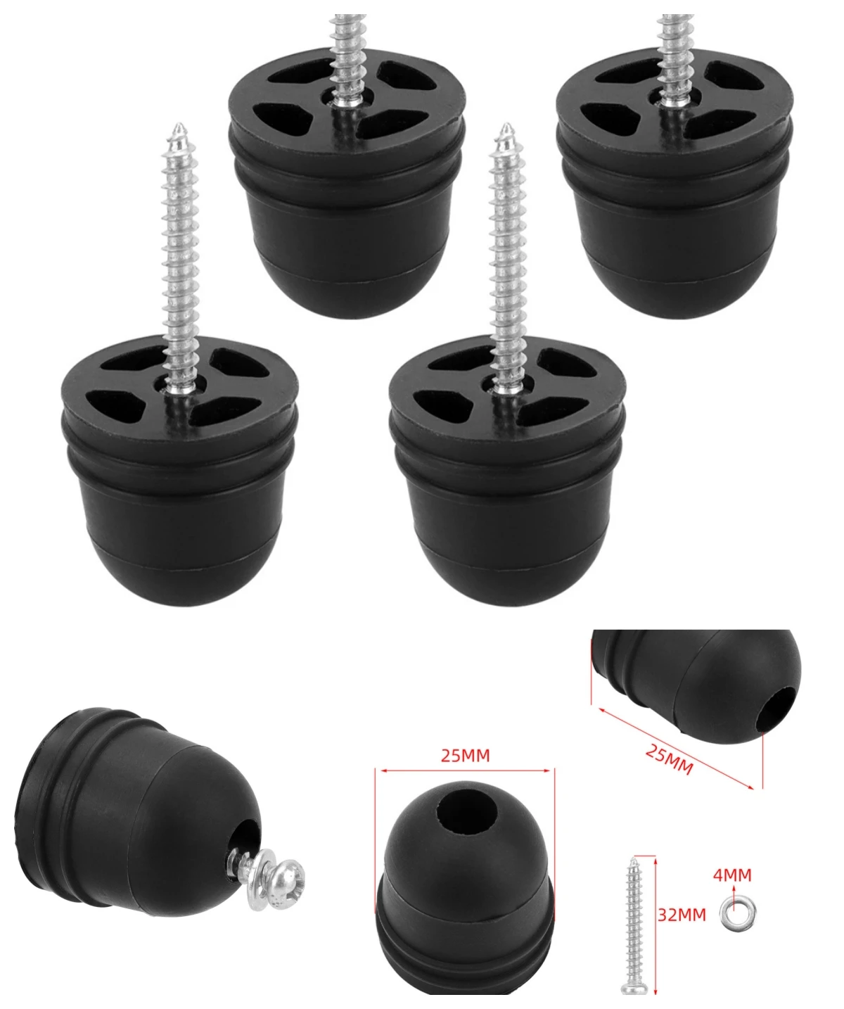 4pcs Rubber Screw On Bumpers - Shed Doors, Sliding Door & Cabinets
4pcs Rubber Screw On Bumpers - Shed Doors, Sliding Door & Cabinets