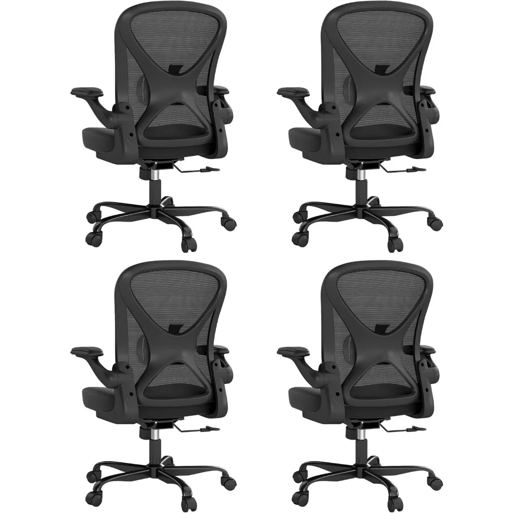 Set of 4 Ergonomic Chairs for Office with Adjustable Lumbar Support, Mesh Desk Chairs on Wheels with Flip-up Armrests, Black
Set of 4 Ergonomic Chairs for Office with Adjustable Lumbar Support, Mesh Desk Chairs on Wheels with Flip-up Armrests, Black