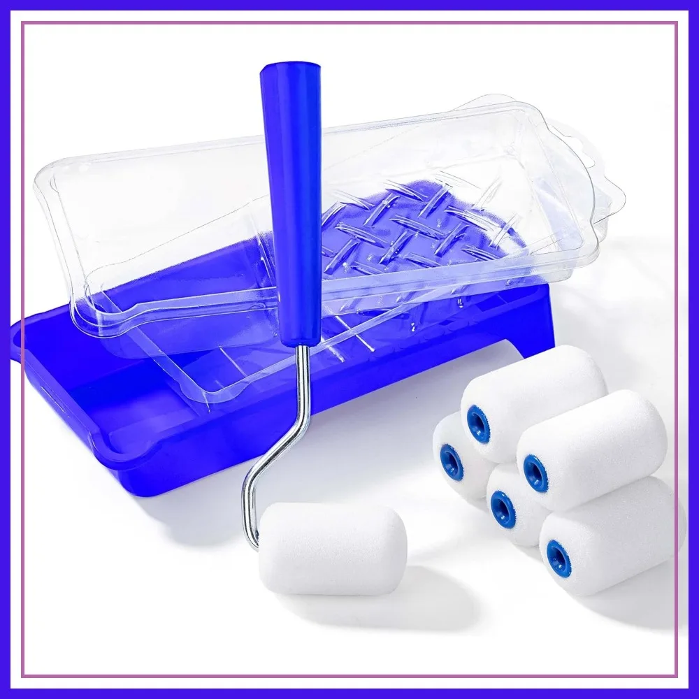 2 Inch Foam Paint Roller Kit, 10 pcs: Small Roller Set with Tray, Liners, Frame & 6 Mini Foam Covers
2 Inch Foam Paint Roller Kit, 10 pcs: Small Roller Set with Tray, Liners, Frame & 6 Mini Foam Covers