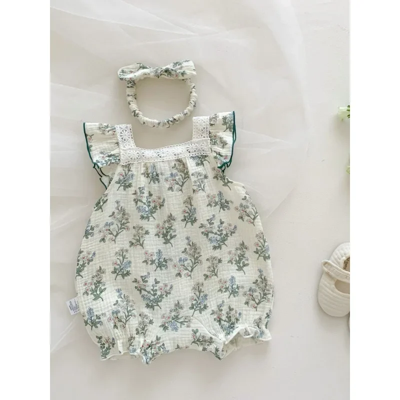 2025 New Summer Baby Rompers Toddler Sweet Green Floral Jumpsuit with Hairband Infant Outwear
2025 New Summer Baby Rompers Toddler Sweet Green Floral Jumpsuit with Hairband Infant Outwear