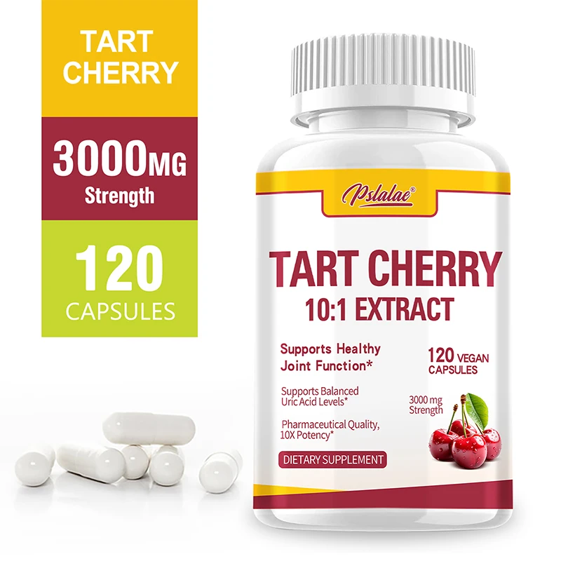 Tart Cherry Capsules - Uric Acid Cleanser, Supports Joints, Muscle Health, Promotes Sleep
Tart Cherry Capsules - Uric Acid Cleanser, Supports Joints, Muscle Health, Promotes Sleep