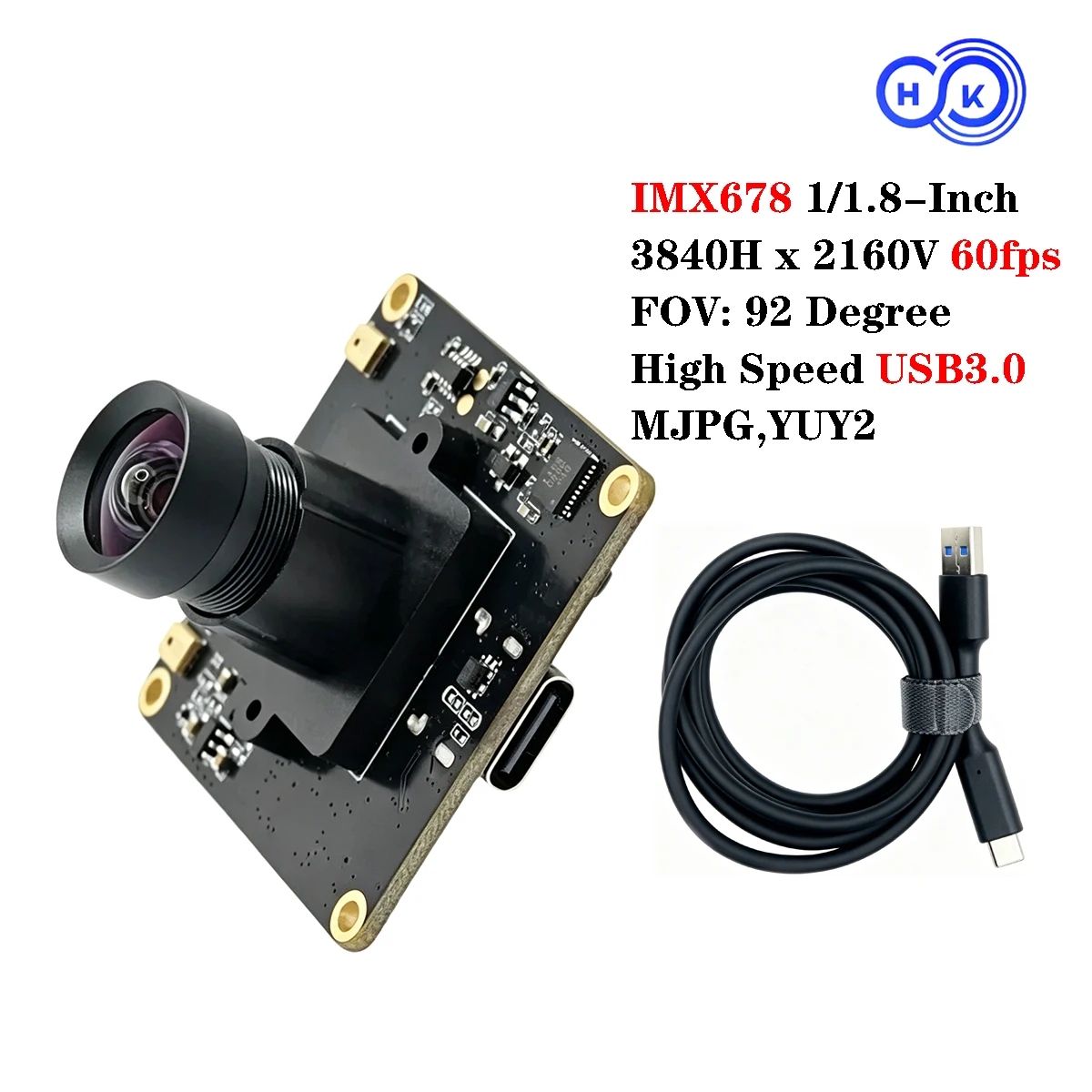 4K IMX678 8MP 3840x2160 60Ffps USB3.0 Camera Module Fixed Focus Type-C Interface With 92 Degree Supported formats: MJPG/YUY2
4K IMX678 8MP 3840x2160 60Ffps USB3.0 Camera Module Fixed Focus Type-C Interface With 92 Degree Supported formats: MJPG/YUY2