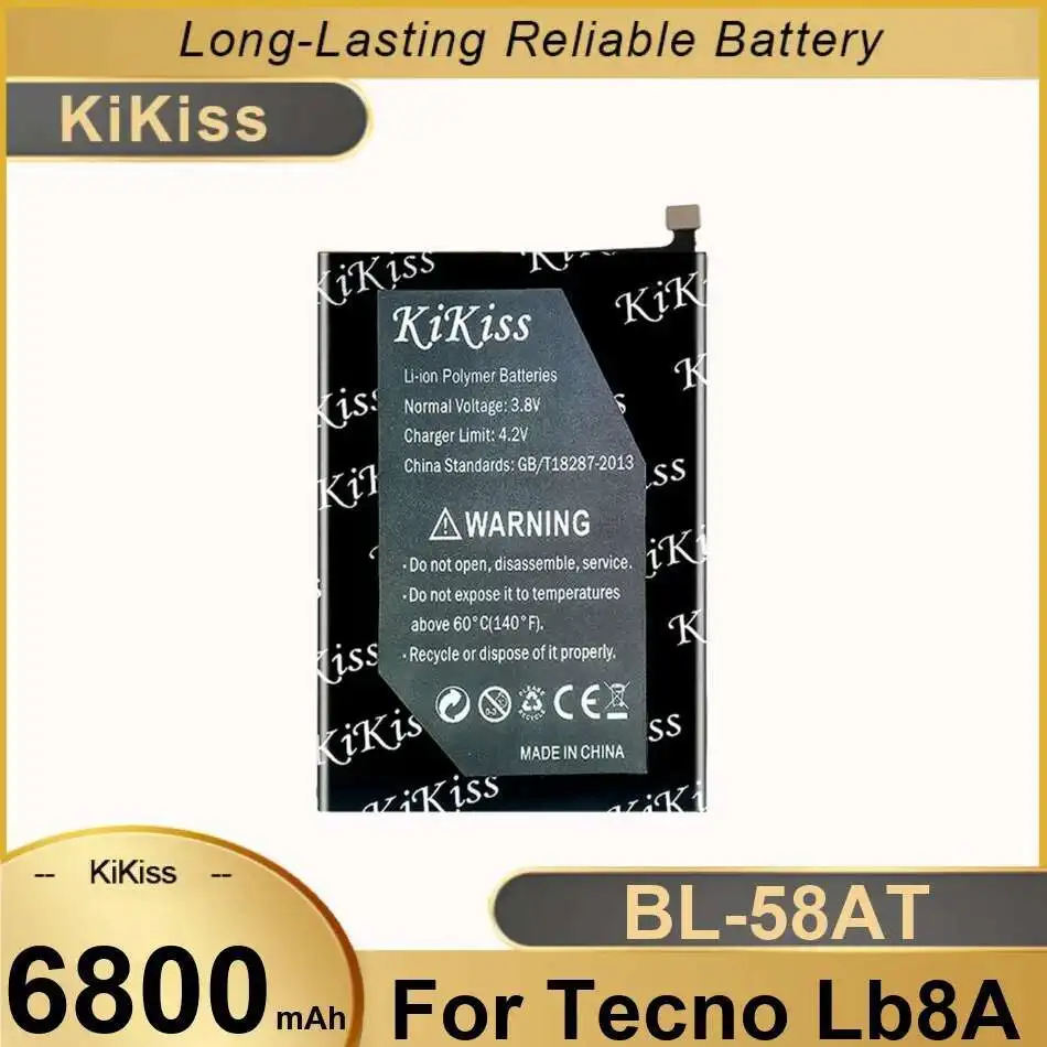 Легкий аккумулятор для мобильного телефона емкостью 6800 мАч для Tecno Lb8a BL-58AT
Легкий аккумулятор для мобильного телефона емкостью 6800 мАч для Tecno Lb8a BL-58AT