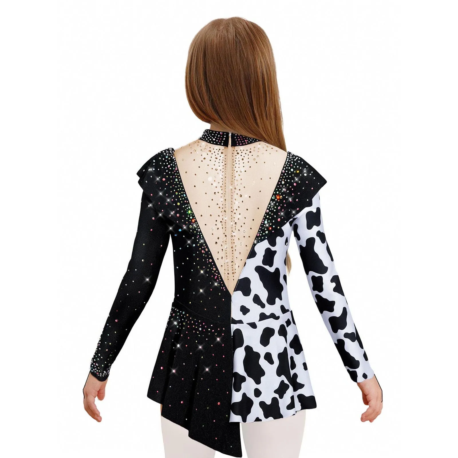 Kids Girl Rhythmic Gymnastics Ballet Leotards Dress Cow Print Mesh Overlay Dresses Rhinestone Race Car Driver Cosplay Costume
Kids Girl Rhythmic Gymnastics Ballet Leotards Dress Cow Print Mesh Overlay Dresses Rhinestone Race Car Driver Cosplay Costume