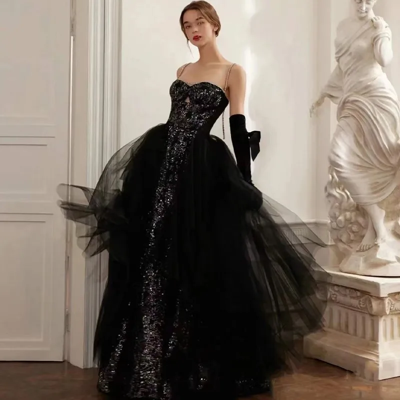 Strapless Black Sequined Costume Sense Sling Adult Ceremony Graduation Dress New
Strapless Black Sequined Costume Sense Sling Adult Ceremony Graduation Dress New