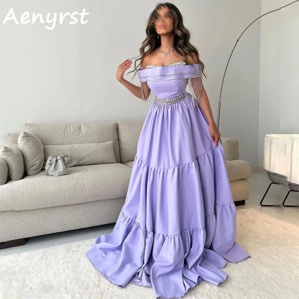 Aenyrst Purple Off The Shoulder Saudi Arabia Prom Dresses A Line Satin Crystal Evening Gowns Floor Length Formal Occasion Dress
Aenyrst Purple Off The Shoulder Saudi Arabia Prom Dresses A Line Satin Crystal Evening Gowns Floor Length Formal Occasion Dress