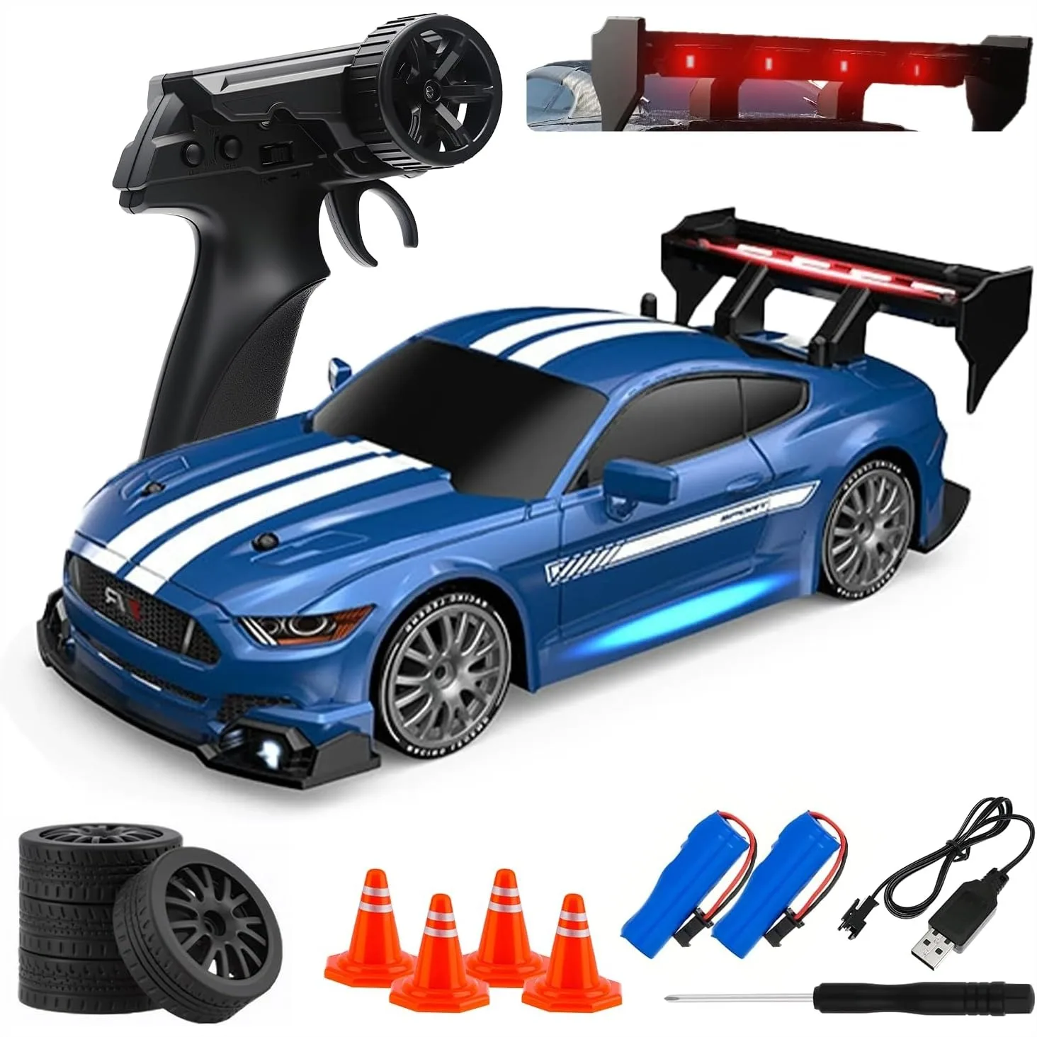 RC Drift Car 4WD High Speed 20KM/H Remote Control Vehicle for Kids Adults with LED Lights, 2 Batteries & Drifting Tires
RC Drift Car 4WD High Speed 20KM/H Remote Control Vehicle for Kids Adults with LED Lights, 2 Batteries & Drifting Tires