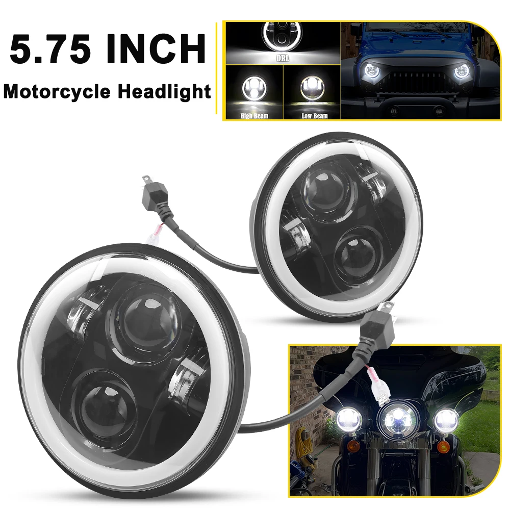 5.7 Inch Led Auto Headlight Motorcycle LED Headlight DRL Angel Eyes for Harley Honda Yamaha Jeep Lada Niva Urban Car H4 Headlamp
5.7 Inch Led Auto Headlight Motorcycle LED Headlight DRL Angel Eyes for Harley Honda Yamaha Jeep Lada Niva Urban Car H4 Headlamp