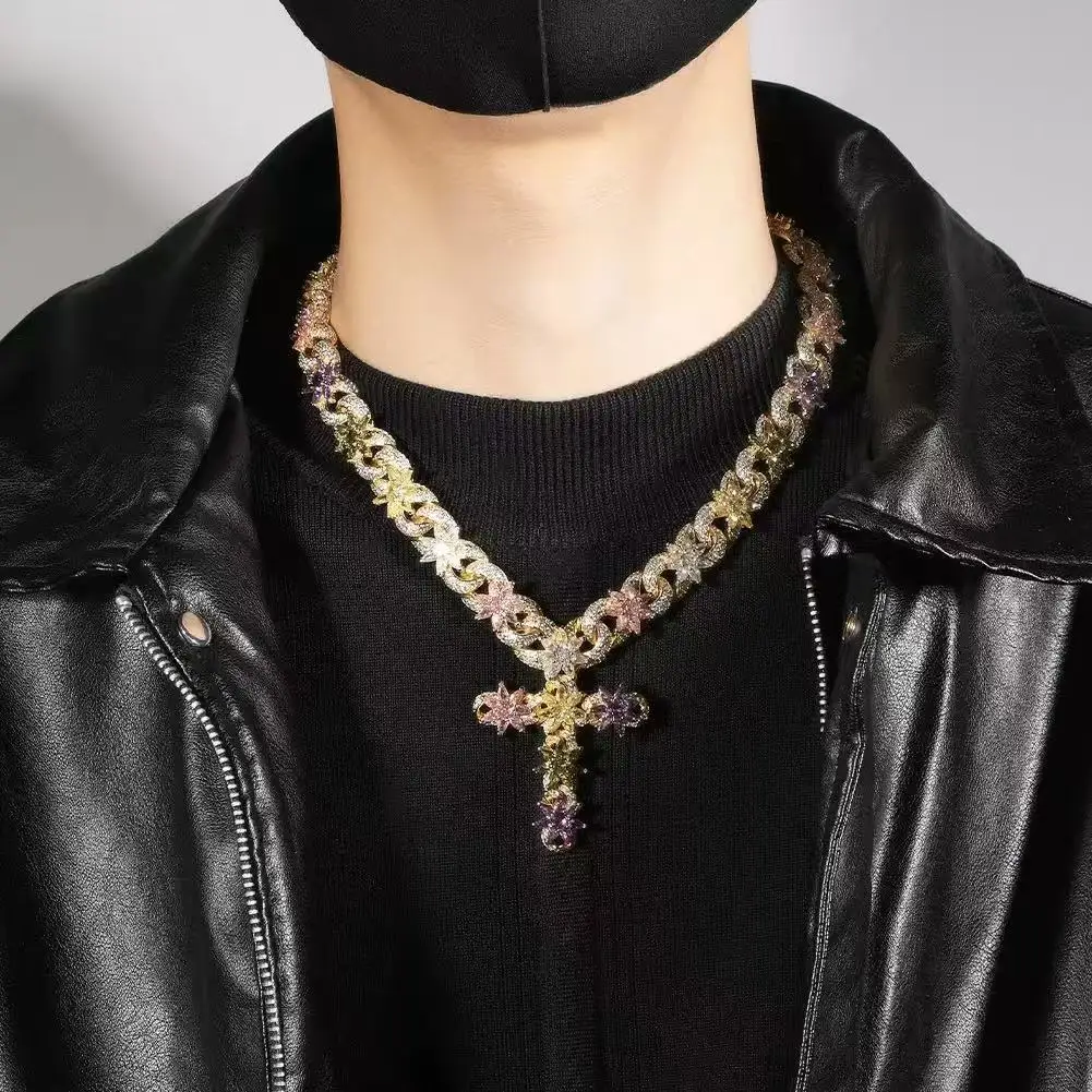 Fashion Colorful Frosted Cross Necklace High-End Floral Design Infinity Chain Accessory for Men And Women
Fashion Colorful Frosted Cross Necklace High-End Floral Design Infinity Chain Accessory for Men And Women