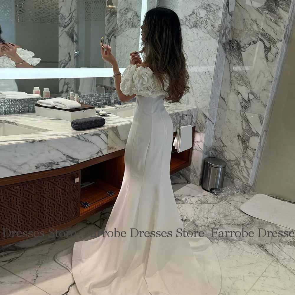 Romantic Woman Ceremony Dresses Crepe Fabric Mermaid/Trumpet Birthday Dress White Off-the-shoulder 3D flowers Split Prom Dresses
Romantic Woman Ceremony Dresses Crepe Fabric Mermaid/Trumpet Birthday Dress White Off-the-shoulder 3D flowers Split Prom Dresses