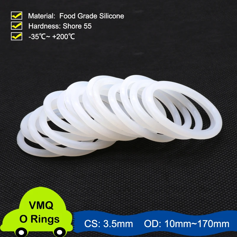 10/50Pcs White Silicon Ring Silicone O ring CS 3.5mm OD 10~170mm Food Grade Nontoxic Rubber Washer Round O Shape Seal Gaskets
10/50Pcs White Silicon Ring Silicone O ring CS 3.5mm OD 10~170mm Food Grade Nontoxic Rubber Washer Round O Shape Seal Gaskets