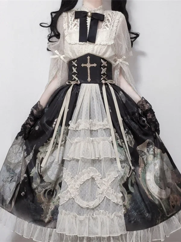 Victorian Gothic Lolita Dress Kawaii Women Sweet Lace Sleeve Blouses Butterfly Print Princess Skirt Vintage Elegance Lolita Sets
Victorian Gothic Lolita Dress Kawaii Women Sweet Lace Sleeve Blouses Butterfly Print Princess Skirt Vintage Elegance Lolita Sets