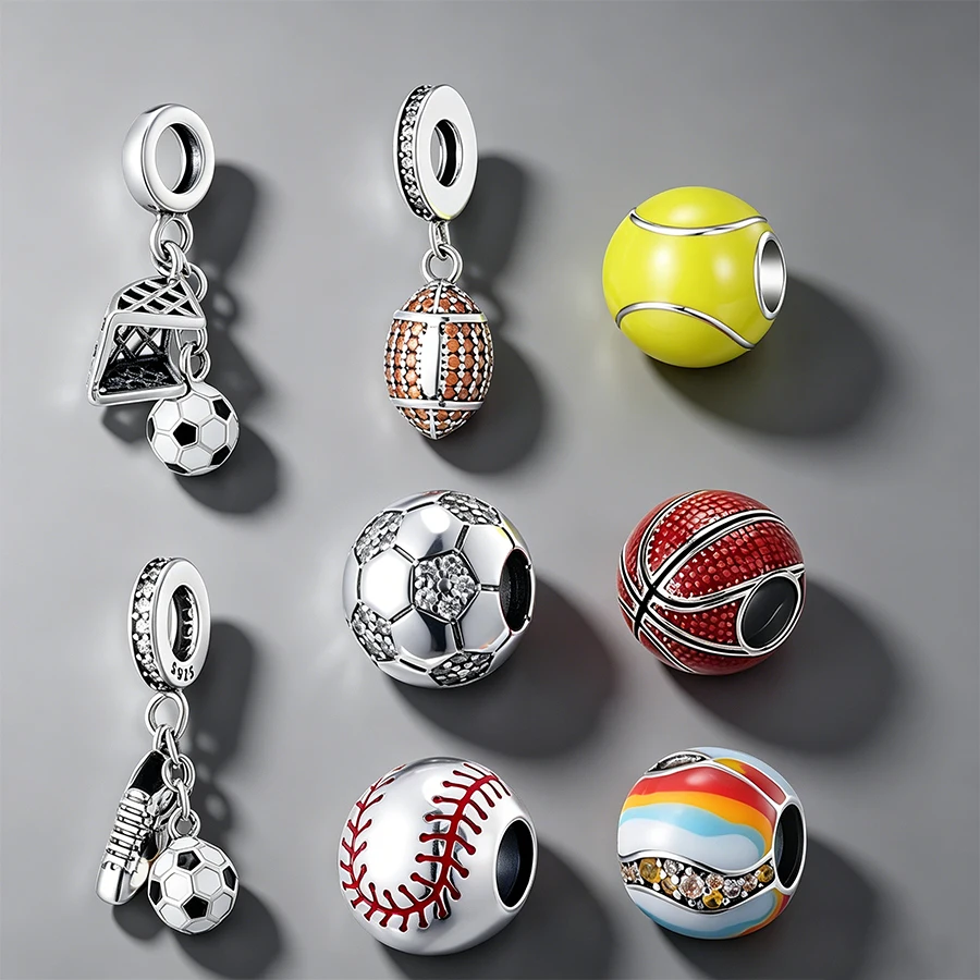 Silver Plated Sports Ball Charms for Bracelet DIY Jewelry Making Football Basketball Tennis Baseball CZ Pendant Beads Women Gift
Silver Plated Sports Ball Charms for Bracelet DIY Jewelry Making Football Basketball Tennis Baseball CZ Pendant Beads Women Gift
