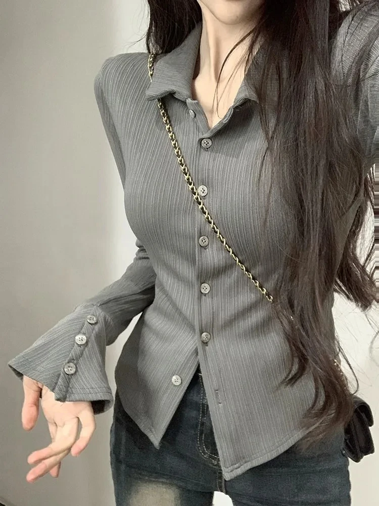Temperament Lady Tops Blouses For Women Slim Fit Flare Sleeve Vintage Shirts Fashion Solid Color Korean Blouse Camisas De Mujer
Temperament Lady Tops Blouses For Women Slim Fit Flare Sleeve Vintage Shirts Fashion Solid Color Korean Blouse Camisas De Mujer