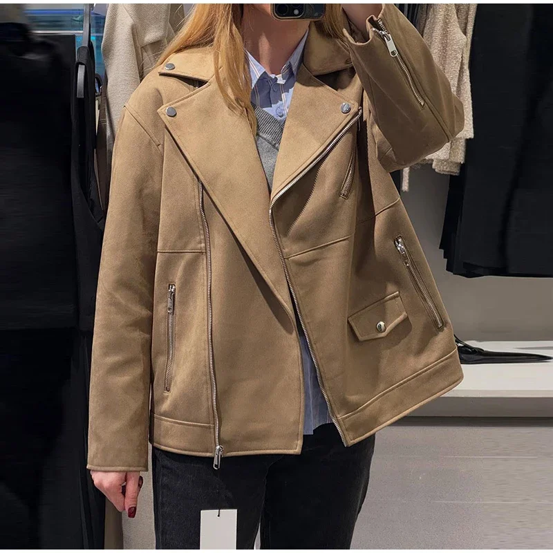2025 Spring Autumn Casual Lapel Suede Jacket Women Vintage Long Sleeve Jackets Fashion Female Outwear with Pocket
2025 Spring Autumn Casual Lapel Suede Jacket Women Vintage Long Sleeve Jackets Fashion Female Outwear with Pocket