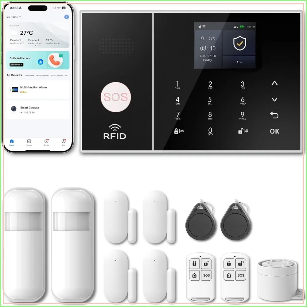 Smart WiFi/GSM Home Alarm System, 99+3 Zones, No Monthly Fees, Tuya APP Control
Smart WiFi/GSM Home Alarm System, 99+3 Zones, No Monthly Fees, Tuya APP Control