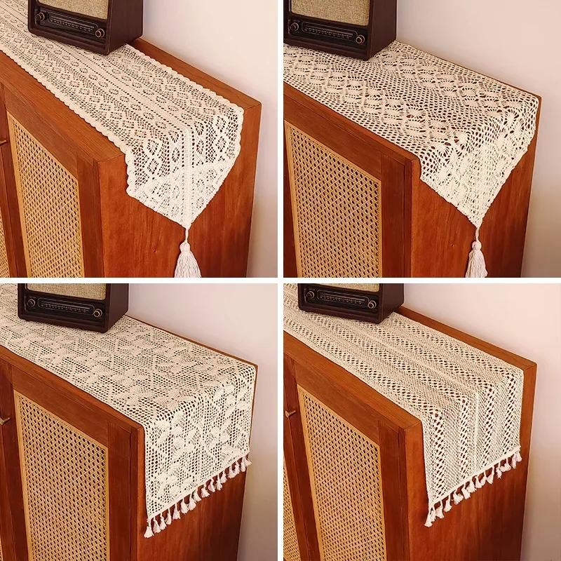 Lace Tassel Knitted Dinner Table Runner Cover Burlap Striped Splicing Bohemian Style for Home Dining Wedding Decoration
Lace Tassel Knitted Dinner Table Runner Cover Burlap Striped Splicing Bohemian Style for Home Dining Wedding Decoration