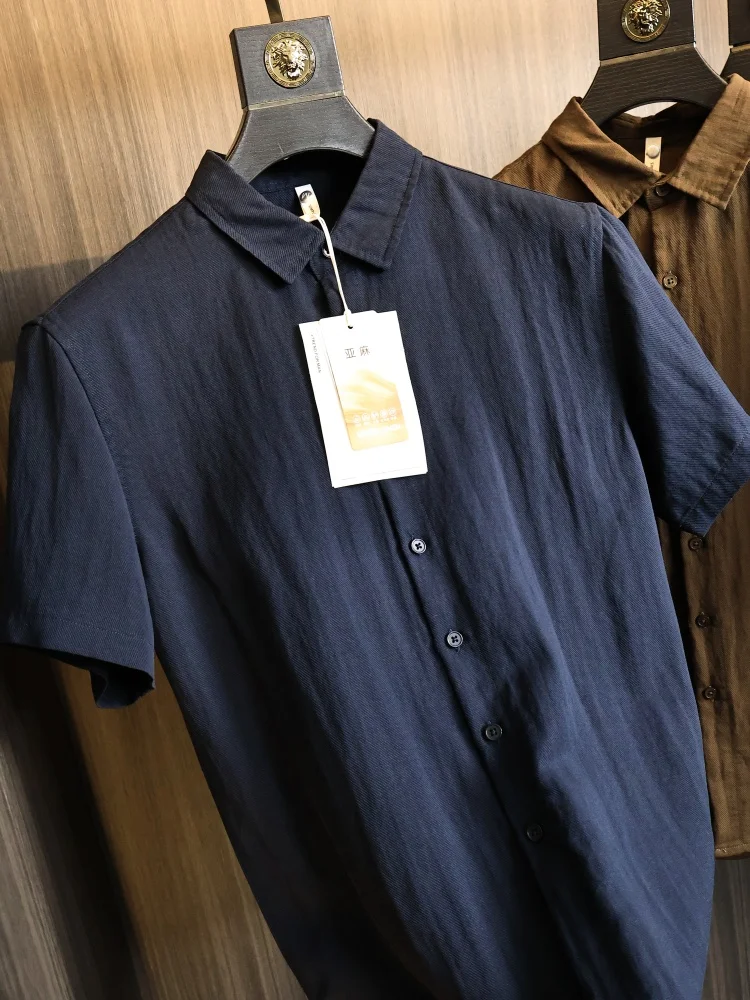 Business Style Men's Short Sleeve Shirt Breathable Linen Fiber Summer Fashion Urban Casual Standard Fit Button up Pure Color
Business Style Men's Short Sleeve Shirt Breathable Linen Fiber Summer Fashion Urban Casual Standard Fit Button up Pure Color
