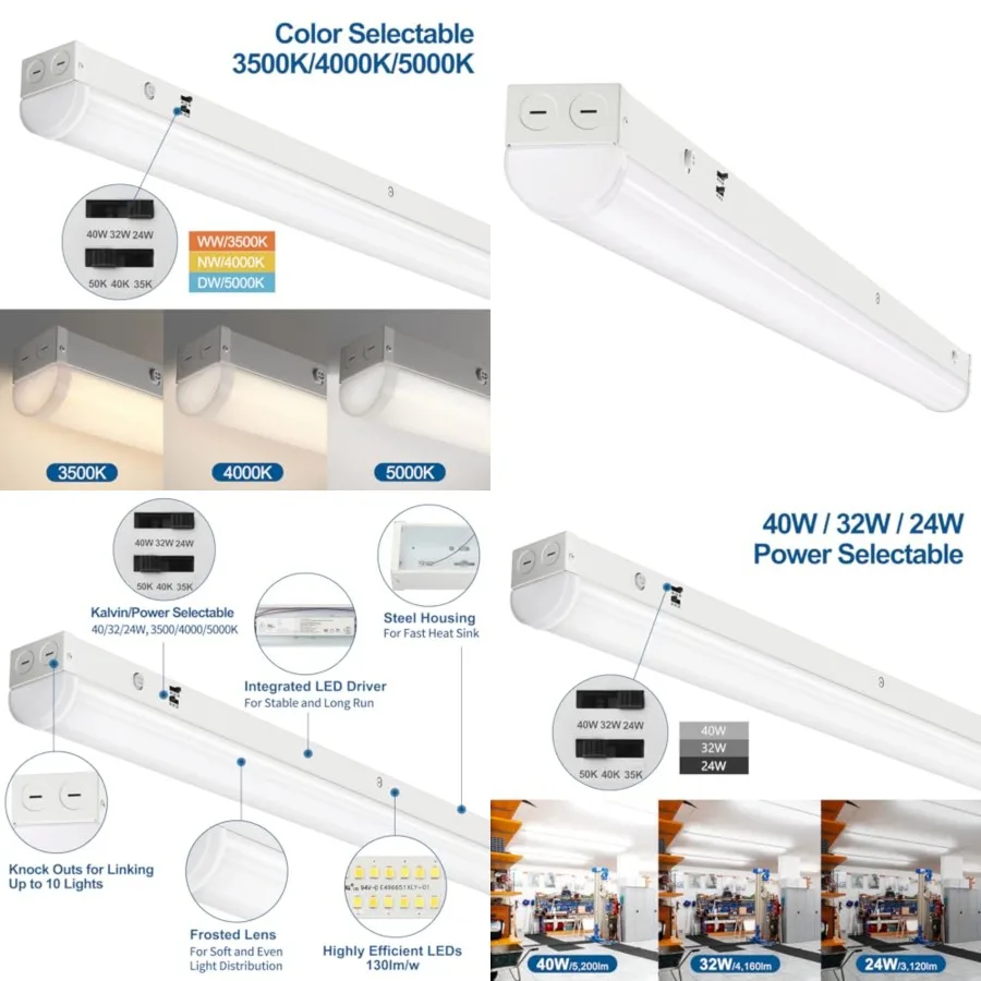 DAKASON Feet LED Linear Light Fixture, Feet LED Shop Lights 0/32/2W 35/0/5000K CCT Selectable, Feet Commercial Bay Lighting Flu
DAKASON Feet LED Linear Light Fixture, Feet LED Shop Lights 0/32/2W 35/0/5000K CCT Selectable, Feet Commercial Bay Lighting Flu