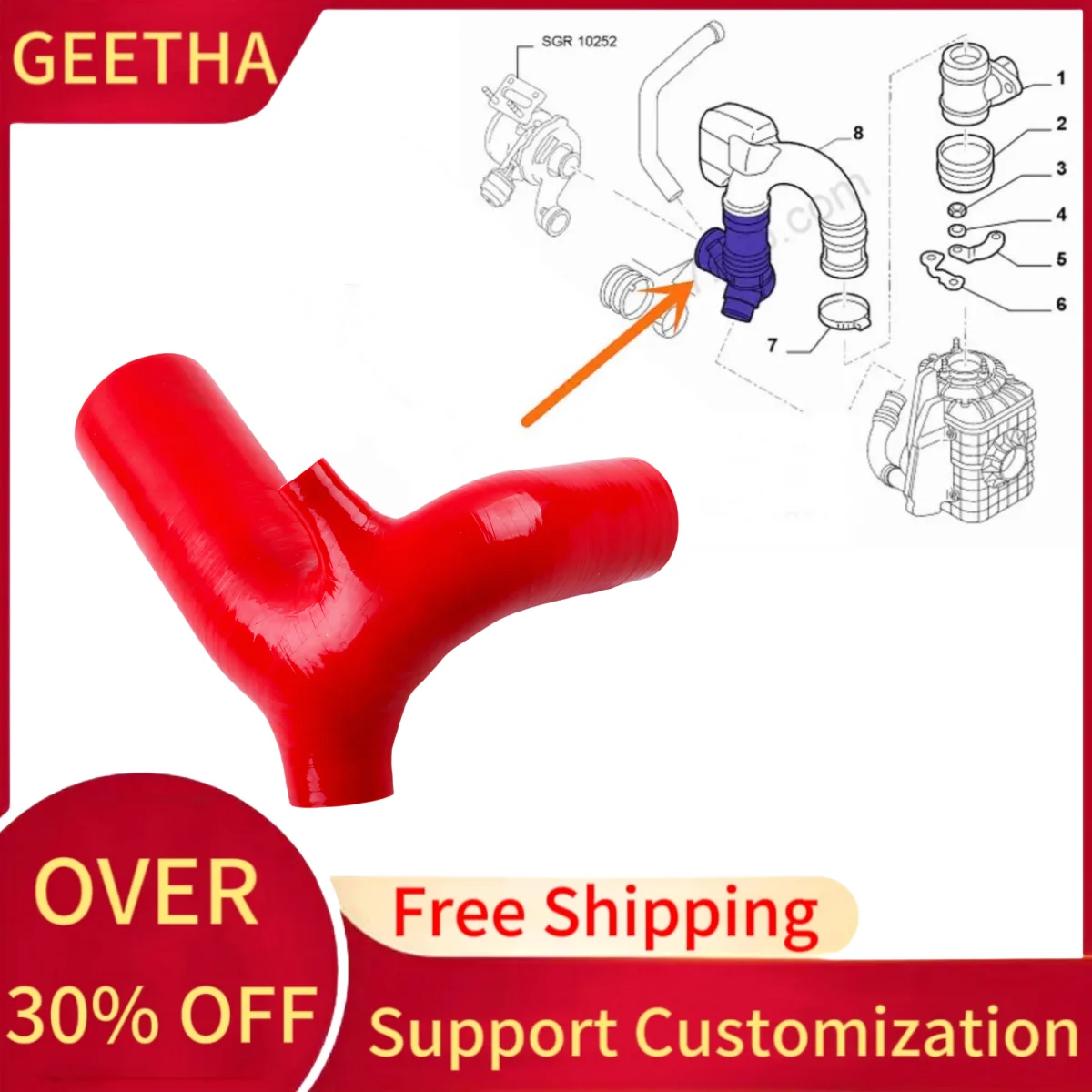 Air Intake Silicone Hose For Alfa Romeo 156 1.9 JTD Airbox To Turbo Intake Inlet Hose Pipe Tube OEM F1003459, 55181972, 60630540
Air Intake Silicone Hose For Alfa Romeo 156 1.9 JTD Airbox To Turbo Intake Inlet Hose Pipe Tube OEM F1003459, 55181972, 60630540