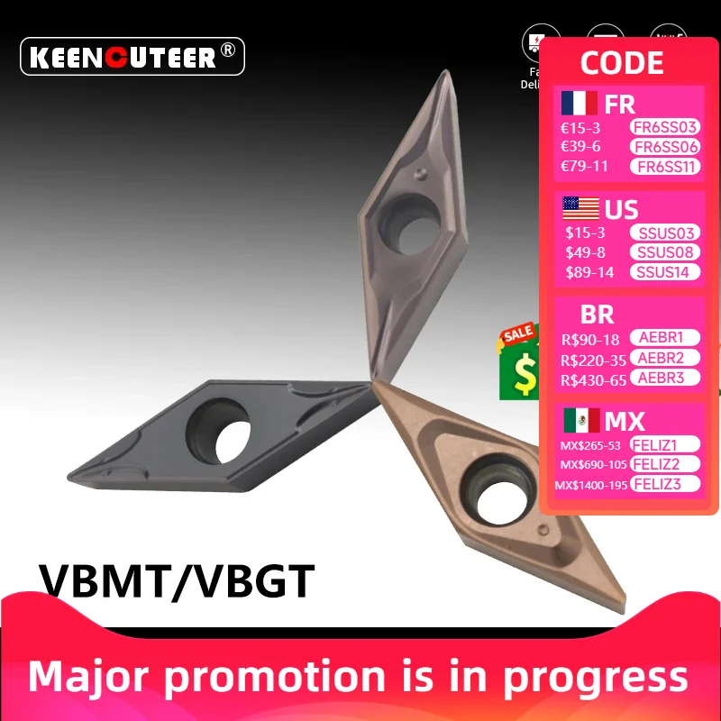 External Turning Tool Blade VBMT11 VBMT16 VBGT11 VBGT16 YZ15TF YZ735 Carbide Insert for SVJBR/L Stainless Steel Cutter CNC Lathe
External Turning Tool Blade VBMT11 VBMT16 VBGT11 VBGT16 YZ15TF YZ735 Carbide Insert for SVJBR/L Stainless Steel Cutter CNC Lathe