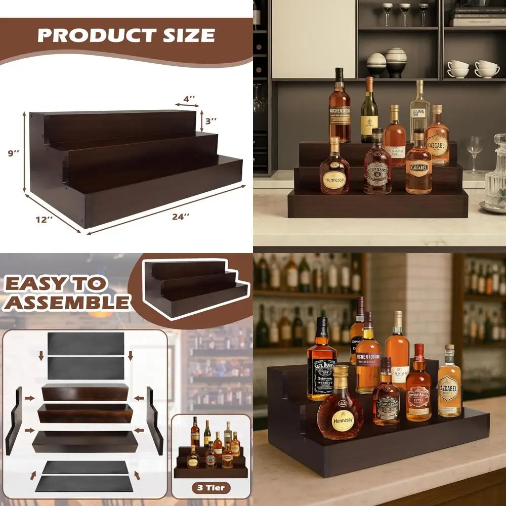 3-х уровневая деревянная полка для витрины для бутылок с алкоголем — винтажная подставка для домашнего бара, отделка из натурального дерева
3-х уровневая деревянная полка для витрины для бутылок с алкоголем — винтажная подставка для домашнего бара, отделка из натурального дерева