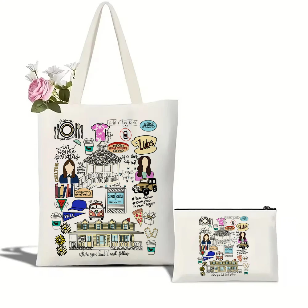 Luke's Diner Tote Bag Canvas Cosmetic Bag Set Shoulder Bag and Makeup Bag Simple Design Ideal for Daily Use
Luke's Diner Tote Bag Canvas Cosmetic Bag Set Shoulder Bag and Makeup Bag Simple Design Ideal for Daily Use