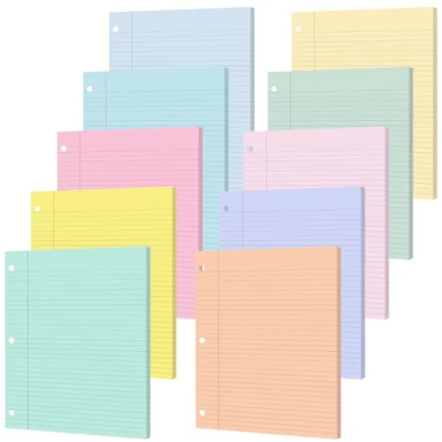 100 Sheets Loose Leaf Binder Paper, 8" x 10.5" Colored College Ruled Paper, 3 Hole Punched Lined Refill Inserts Thicken for 3-R
100 Sheets Loose Leaf Binder Paper, 8" x 10.5" Colored College Ruled Paper, 3 Hole Punched Lined Refill Inserts Thicken for 3-R