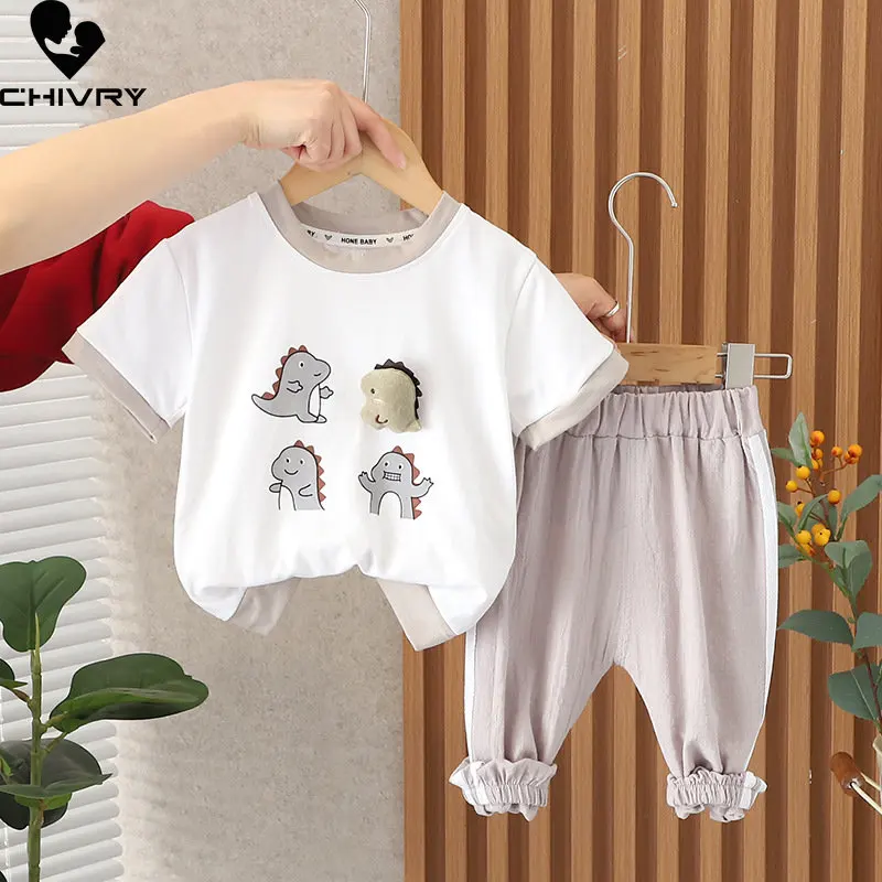 New 2023 Baby Boy Summer Short Sleeve Round Neck Cute Cartoon Dinosaur T-shirt Tops with Pants Boys Fashion Clothes Sets
New 2023 Baby Boy Summer Short Sleeve Round Neck Cute Cartoon Dinosaur T-shirt Tops with Pants Boys Fashion Clothes Sets